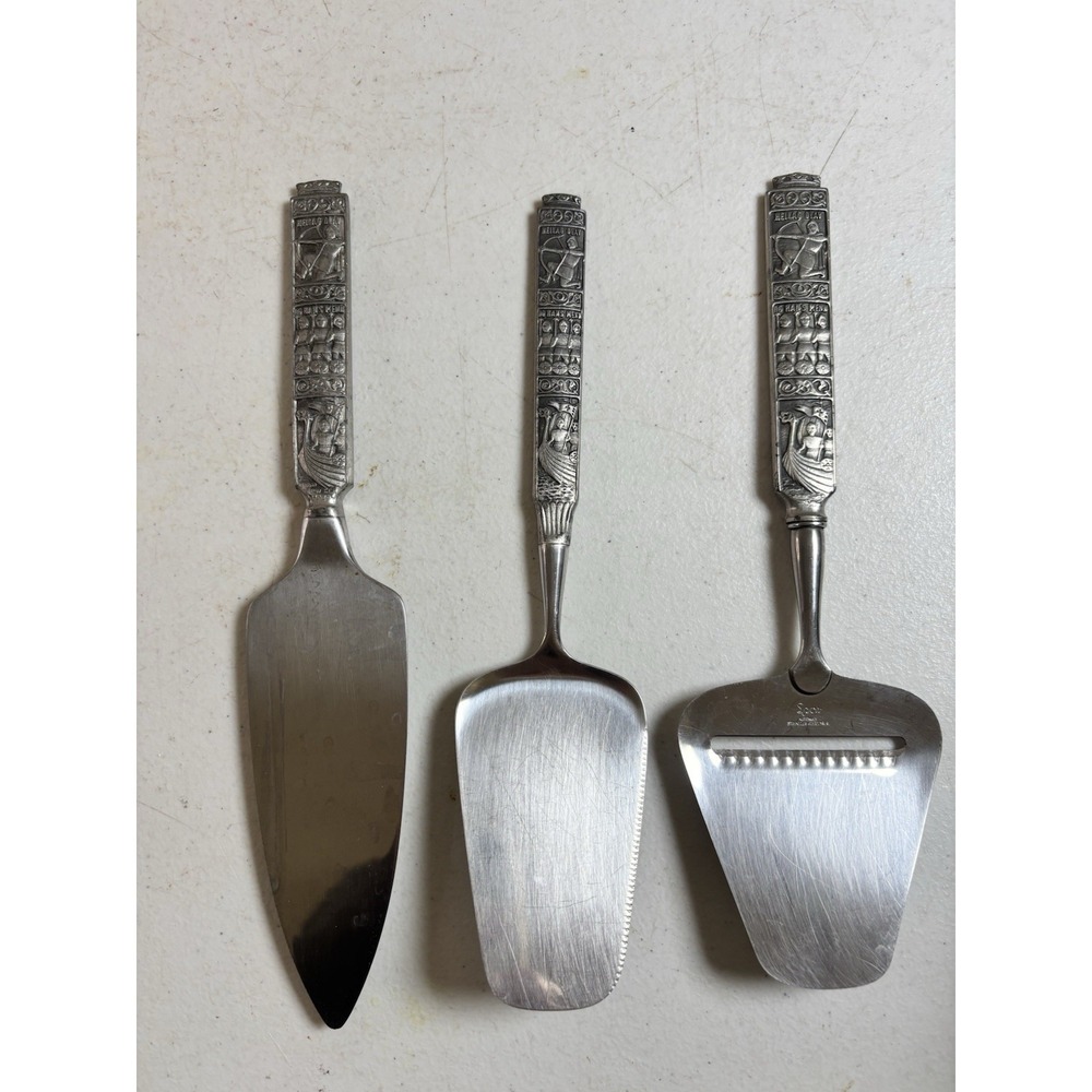 Spar Norway Stainless 18/8 w/ Pewter Handles Cheese Plane Pie & Cake Servers (3)